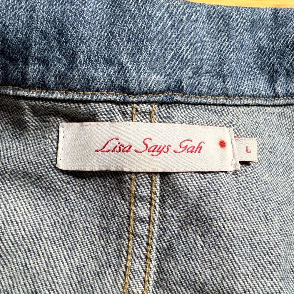 Lisa Says Gah- Farrah Denim Jumpsuit-Coveralls in vintage indigo. Size L - Picture 5 of 9
